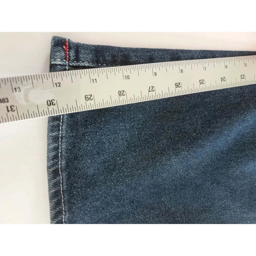 True Religion Geno Relaxed Slim Jeans Men 36 Dark Wash Red Horseshoe Flap Pocket